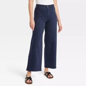 Universal Thread Women's High Rise Sailor Wide Leg Ankle Jeans Xavier Navy 2